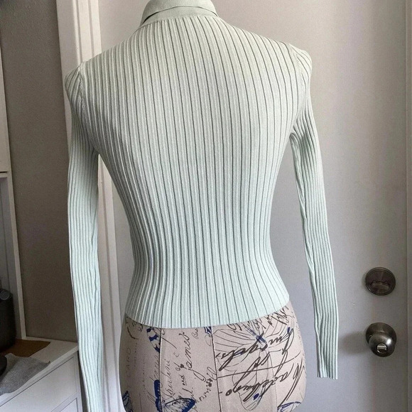 JONATHAN SIMKHAI Shirt‎ Womens Small Elsi Rib Polo Cardigan Pistachio Green Top - Picture 11 of 16